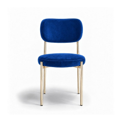 Ghế Velvet Khung Mạ Vàng Bóng - Nhung Xanh Cobalt