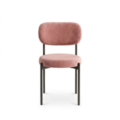 Ghế Velvet Khung Đen - Nhung Hồng Dusty