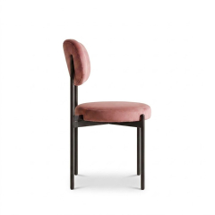 Ghế Velvet Khung Đen - Nhung Hồng Dusty