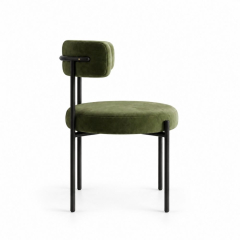 Ghế Nệm Vải Bouclé - Xanh Olive / Khung Đen