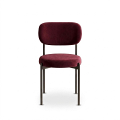 Ghế Velvet Khung Đen - Nhung Đỏ Burgundy