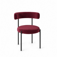 Ghế Nệm Vải Bouclé - Đỏ Burgundy / Khung Đen