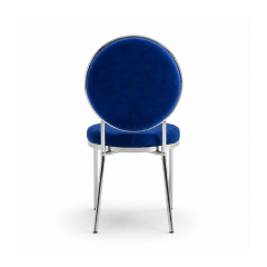 Ghế Moon Mạ Bạc Bóng - Nhung Xanh Cobalt