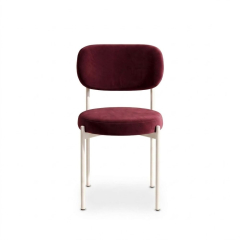Ghế Velvet Khung Trắng - Nhung Đỏ Burgundy