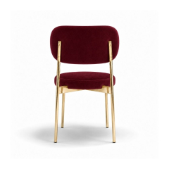 Ghế Velvet Khung Mạ Vàng Bóng - Nhung Đỏ Burgundy