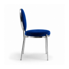 Ghế Moon Mạ Bạc Bóng - Nhung Xanh Cobalt