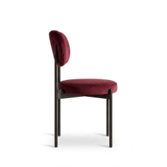 Ghế Velvet Khung Đen - Nhung Đỏ Burgundy
