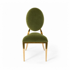 Ghế Louis Banquet Mạ Vàng - Nhung Xanh Olive