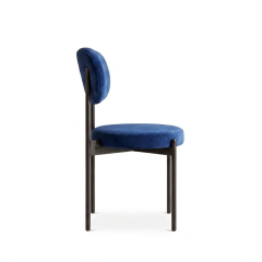 Ghế Velvet Khung Đen - Nhung Xanh Cobalt