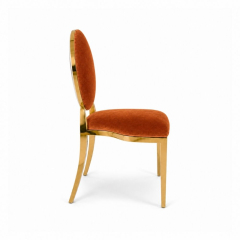 Ghế Louis Banquet Mạ Vàng - Nhung Cam Đất