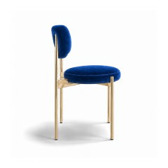 Ghế Velvet Khung Mạ Vàng Bóng - Nhung Xanh Cobalt