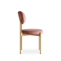 Ghế Velvet Khung Vàng Nhạt - Nhung Hồng Dusty