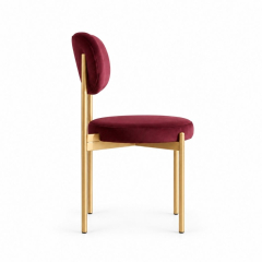 Ghế Velvet Khung Vàng Nhạt - Nhung Đỏ Burgundy