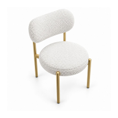 Ghế Velvet Khung Mảnh Vàng Champagne - Lông Cừu Trắng