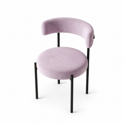 Ghế Nệm Vải Bouclé - Tím Lilac / Khung Đen