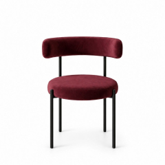 Ghế Nệm Vải Bouclé - Đỏ Burgundy / Khung Đen