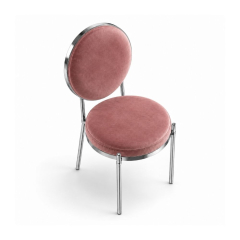 Ghế Moon Mạ Bạc Bóng - Nhung Hồng Dusty