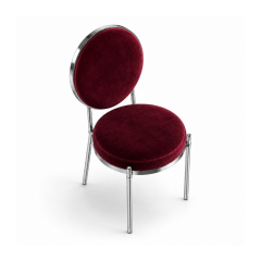 Ghế Moon Mạ Bạc Bóng - Nhung Đỏ Burgundy