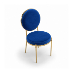 Ghế Moon Mạ Vàng Bóng - Nhung Xanh Cobalt