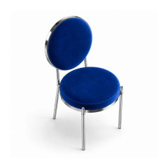 Ghế Moon Mạ Bạc Bóng - Nhung Xanh Cobalt