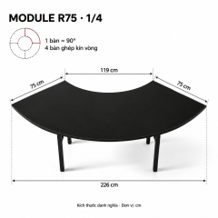 Bàn Cong Serpentine Module 1/4 - Sâu 75cm
