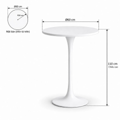 Bàn Bar Tulip 110cm - Trắng; Ø60cm