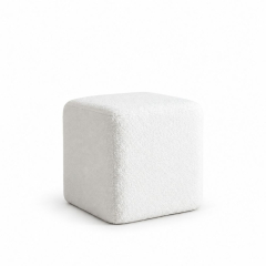 Đôn Vuông Bouclé - Trắng