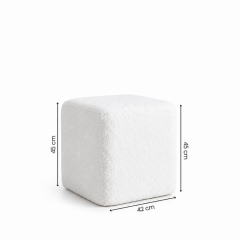 Đôn Vuông Bouclé - Trắng