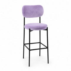 Ghế Velvet Bar Khung Đen - Tím Lilac