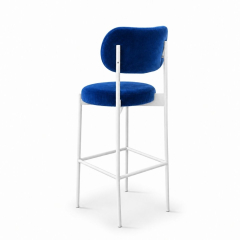 Ghế Velvet Bar Khung Trắng - Xanh Cobalt