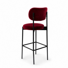 Ghế Velvet Bar Khung Đen - Đỏ Burgundy