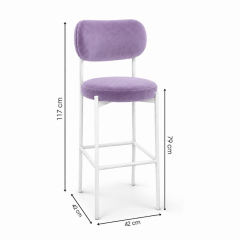 Ghế Velvet Bar Khung Trắng - Tím Lilac
