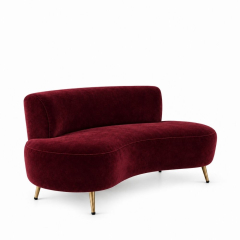 Sofa Cong Flow - Nhung Đỏ Burgundy
