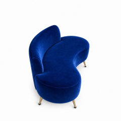 Sofa Cong Flow - Nhung Xanh Cobalt