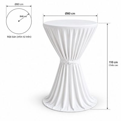Bàn Bar Phủ Khăn 110cm - Ø80cm