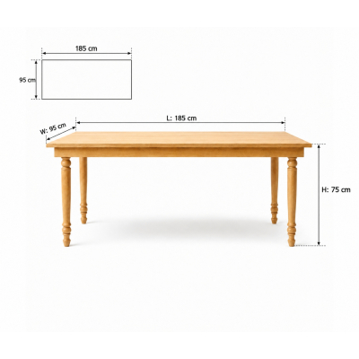 Bàn Gỗ Chữ Nhật - 185 x 95 CM