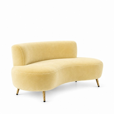 Sofa Cong Flow - Nhung Vàng Bơ
