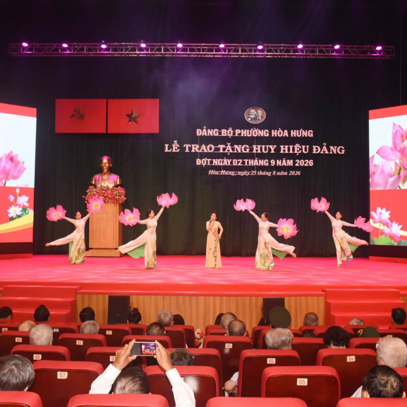 Sự kiện lễ trao Huy hiệu Đảng đợt 2/9/2026 — Đảng bộ Phường Hòa Hưng, TP.HCM