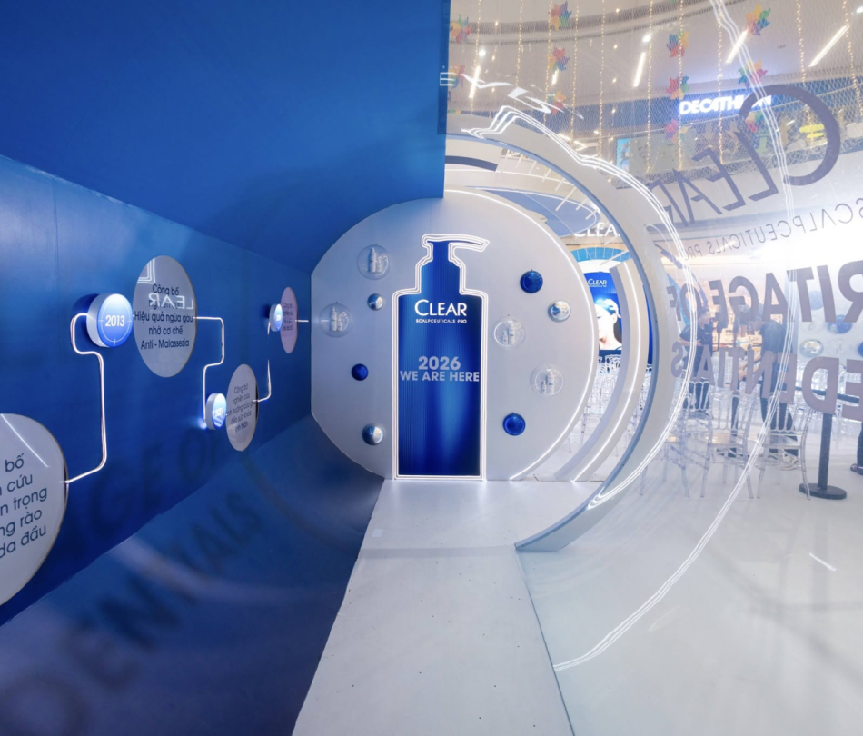 Nội thất khu activation CLEAR Scalp Lab — Step Into The Scalp World, Vạn Hạnh Mall, TP.HCM