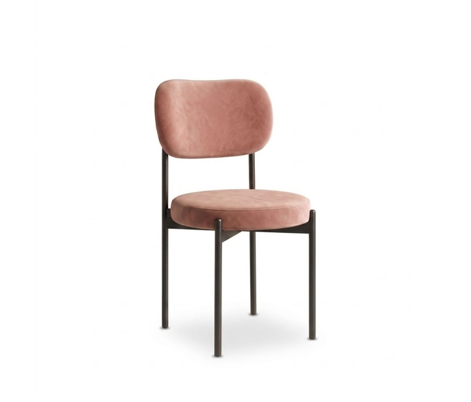 Ghế Velvet Khung Đen - Nhung Hồng Dusty