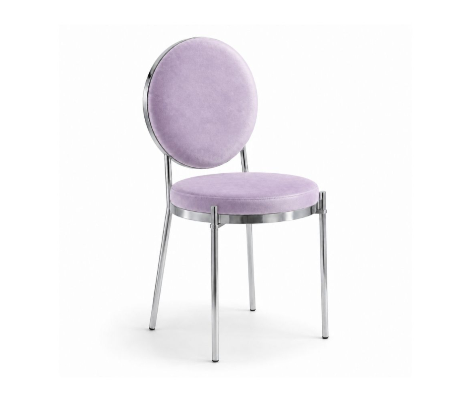 Ghế Moon Mạ Bạc Bóng - Nhung Tím Lilac