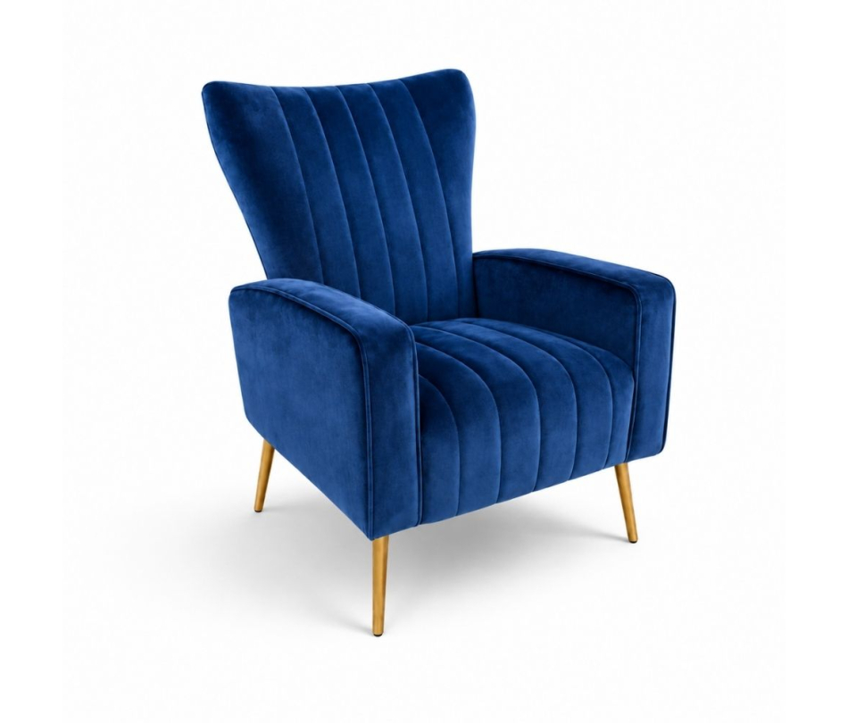 Ghế Sofa Armchair Aria - Nhung Xanh Cobalt