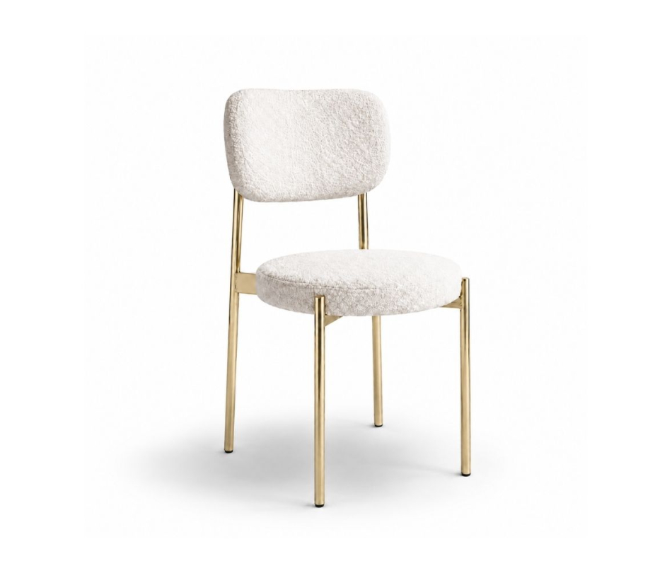 Ghế Velvet Khung Mạ Vàng Bóng - Lông Cừu Trắng