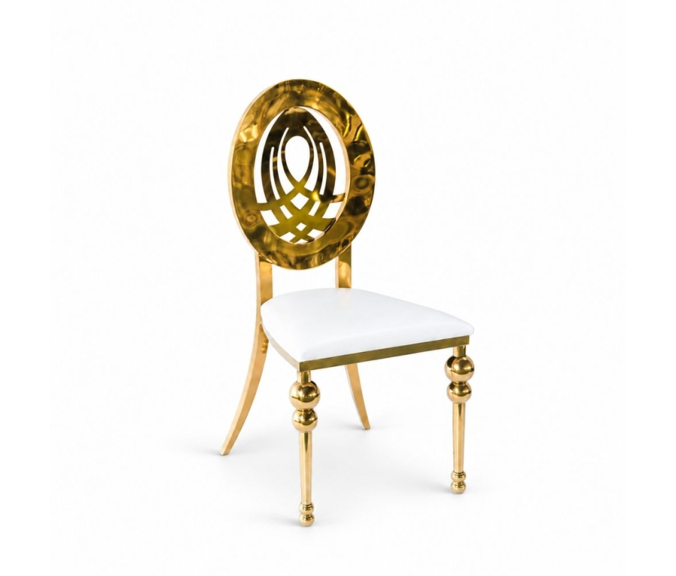 Ghế Louis Peacock Mạ Vàng - Da Trắng