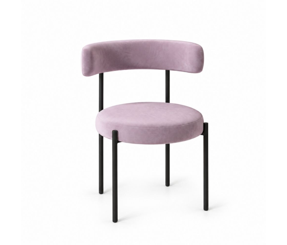 Ghế Nệm Vải Bouclé - Tím Lilac / Khung Đen