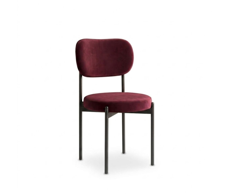 Ghế Velvet Khung Đen - Nhung Đỏ Burgundy