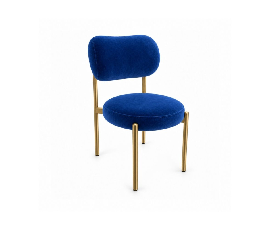 Ghế Velvet Khung Mảnh Vàng Champagne - Nhung Xanh Cobalt