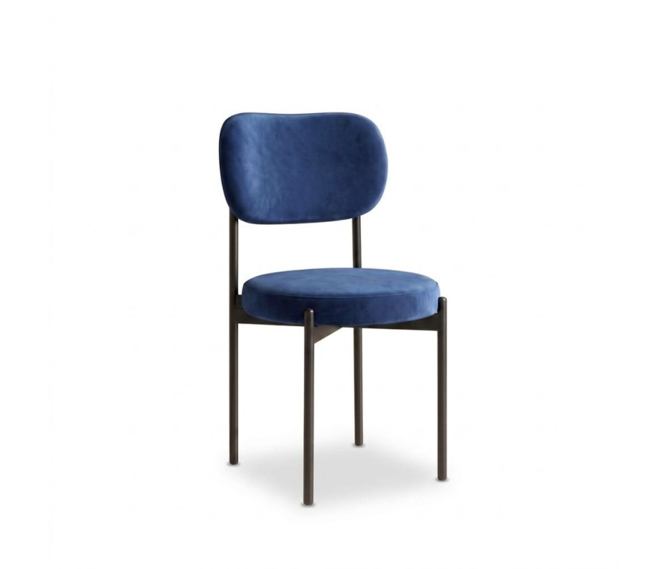 Ghế Velvet Khung Đen - Nhung Xanh Cobalt