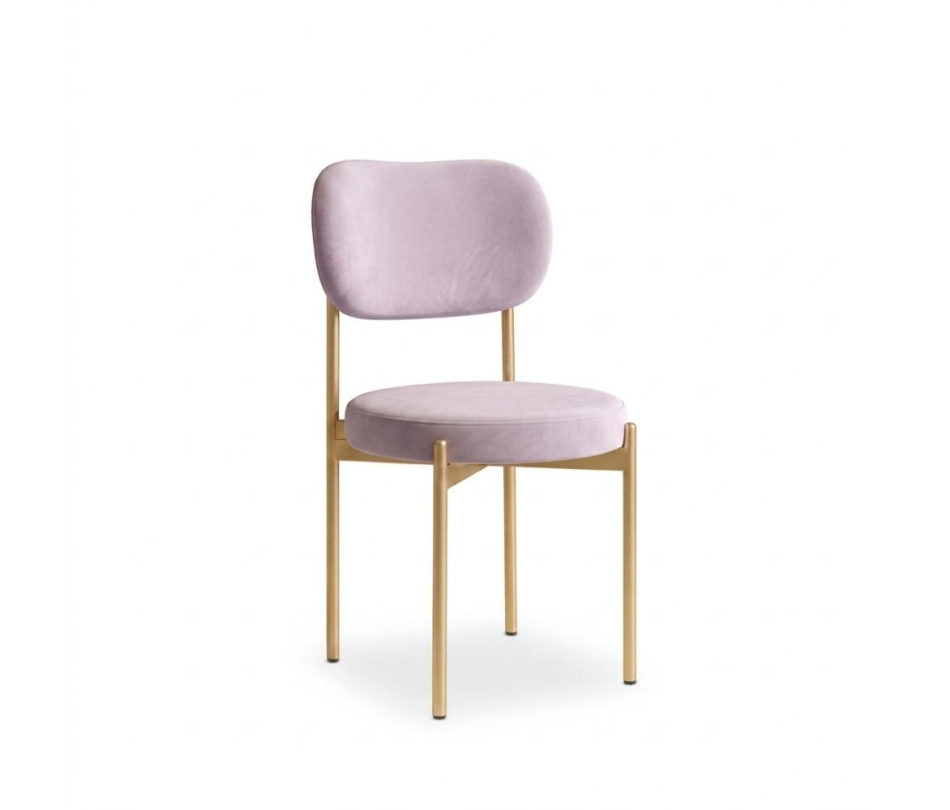 Ghế Velvet Khung Vàng Nhạt - Nhung Tím Lilac