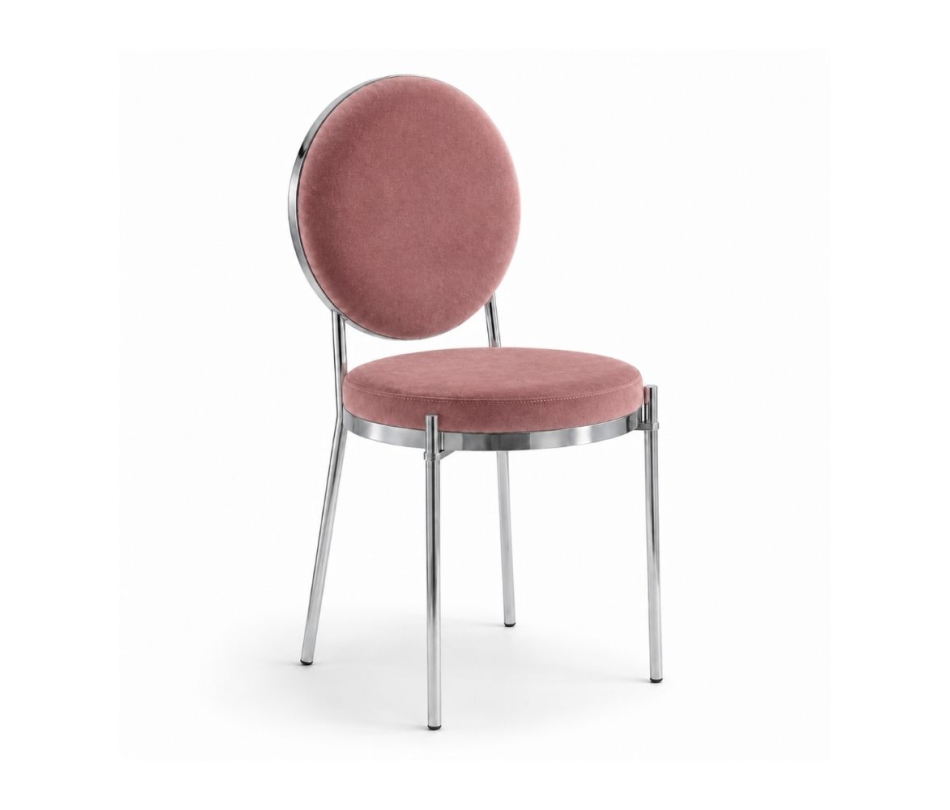 Ghế Moon Mạ Bạc Bóng - Nhung Hồng Dusty